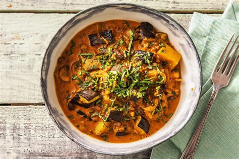 Mushroom, Aubergine & Lentil Curry Recipe | HelloFresh