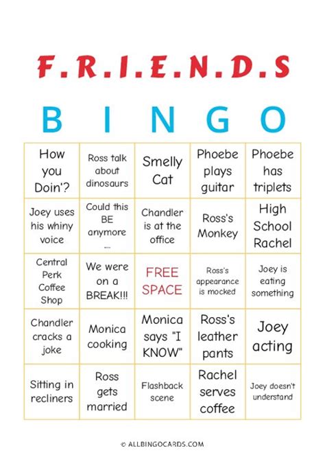 Friends TV Show Bingo