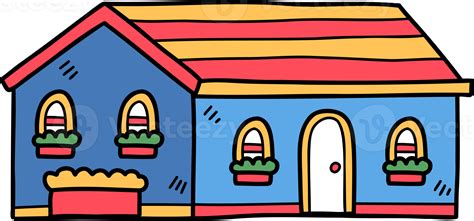 hand drawn cute one storey house illustration on transparent background 11023584 PNG