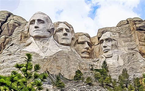 4K Free download | Mount Rushmore, , abstract citiscapes, vector art ...