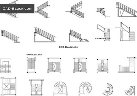 Stairs CAD Blocks, free DWG download | Stair plan, Stairs design, Stairs floor plan