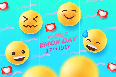 Premium Vector | Gradient world emoji day background with emoticons