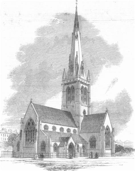 LONDON. Church of the Holy Trinity, Westminster, antique print, 1850