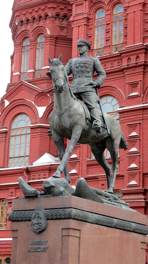 Equestrian statue of Georgy Zhukov in Moscow Russia