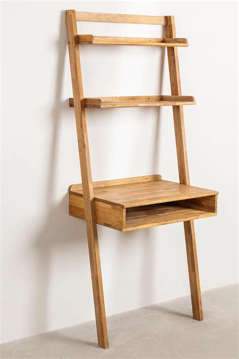 Oak Wood Desk with Shelves Zina Style - SKLUM