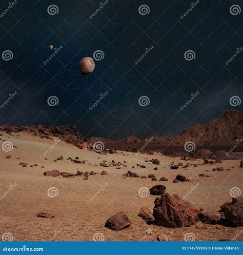 Moons Phobos and Deimos on the Sky Planet Mars Stock Image - Image of ...