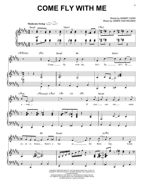 Come Fly With Me sheet music by Frank Sinatra (Piano & Vocal – 54998)