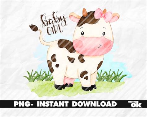 Baby Girl Sublimation PNG Cow Transfer Baby Animals | Etsy