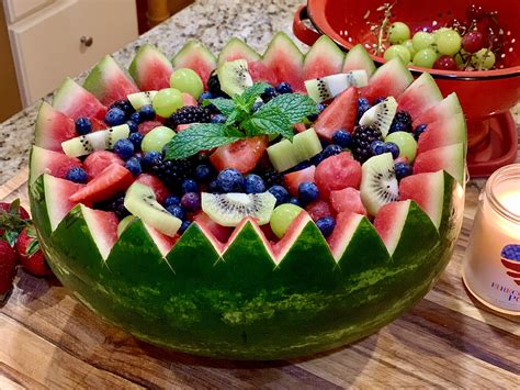 Easy Carved Watermelon Bowl With Fruit Salad is Fun and Festive for any ...