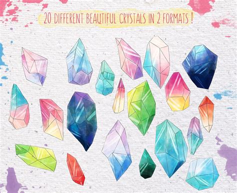 Watercolor crystals set +Bonus! | Crystal drawing, Crystal illustration, Art inspiration