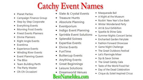 1000+ Catchy, Creative, Cool & Unique Unique Event Names 2024