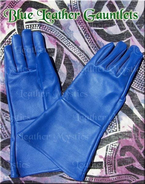 blue leather gauntlet gloves cosplay knight costume $25 LeatherMystics.com | Leather gauntlet ...