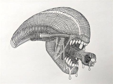 Xenomorph pen drawing I made for Inktober : r/LV426