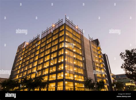 San Diego City College parking structure illuminated at night. San ...