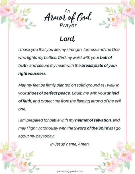 Printable Armor Of God Prayer