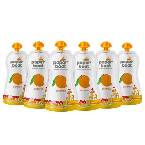 Buy Paper Boat Aamras, Mango Fruit Juice, No Added Preservatives and Colours (Pack of 6, 200ml ...