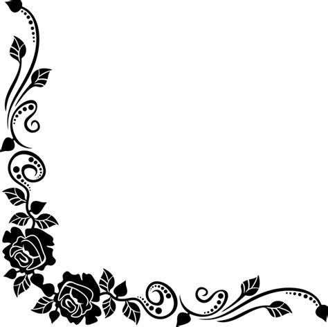 Black Floral Corner Design Png