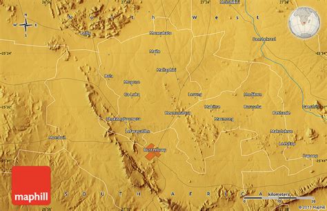 Physical Map of Rustenburg