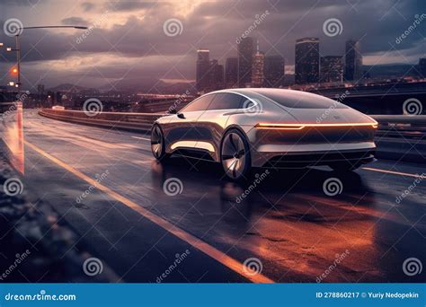 Atmospheric Scene Featuring Futuristic Unmanned Vehicle. Generative AI Stock Illustration ...