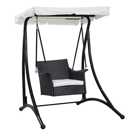 Outsunny Single Seat Rattan Wicker Swing Chair - Walmart.com