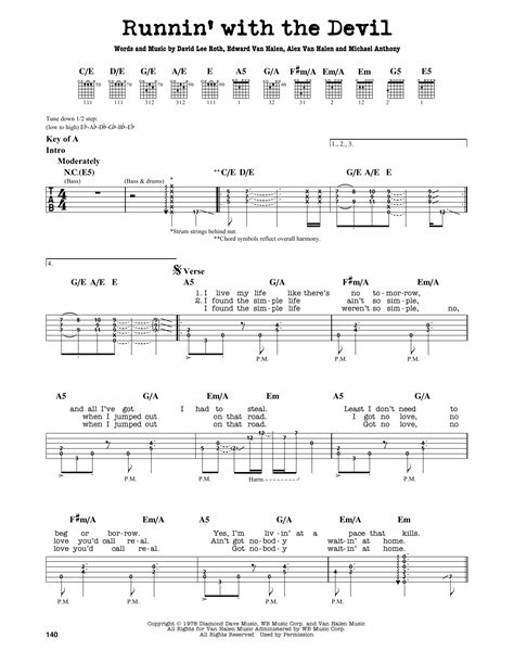 Runnin' With The Devil by Van Halen - Guitar Lead Sheet - Guitar Instructor