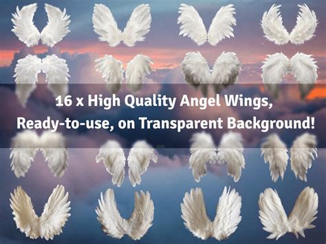 Digital Angel Wings, Transparent Background Png's for Photo Editing ...