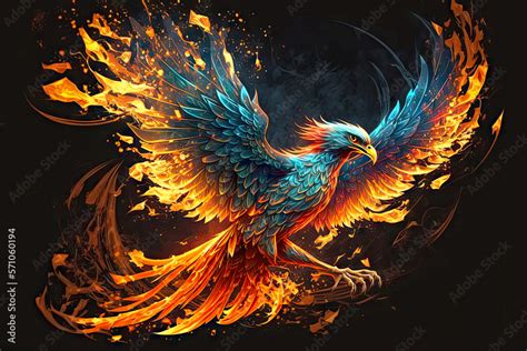 mythical bird soaring in flames phoenix firebird, generative ai Stock ...