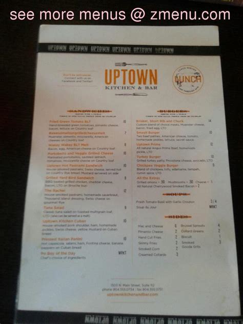 Online Menu of Uptown Kitchen & Bar Restaurant, Jacksonville, Florida ...