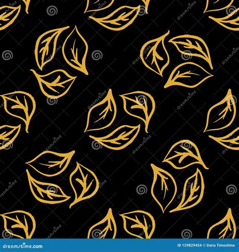 Seamless Foliage Pattern. Gold Leaf Vector Background Stock Vector - Illustration of background ...