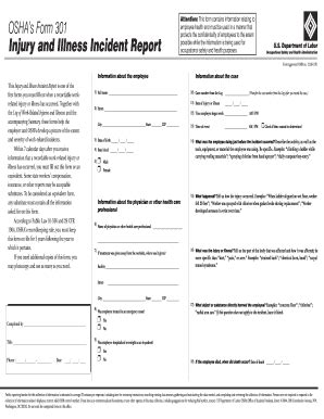 OSHA's Form 301 - Fillable Online Sample to Print in PDF