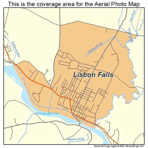 Aerial Photography Map of Lisbon Falls, ME Maine