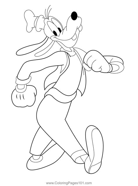 Walking Goofy Coloring Page for Kids - Free Goofy Printable Coloring ...