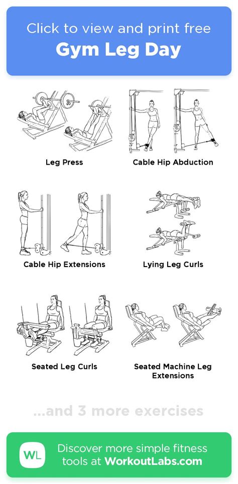 Free Workout: Gym Leg Day · WorkoutLabs Fit | Gym leg day, Leg workouts gym, Beginner leg workout