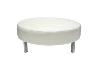 48″ Round Tufted White Leather Ottoman | AM Party Rentals