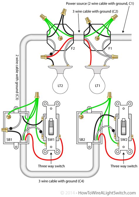 3 way switch with power feed via the light (multiple lights) | How to wire a light switch