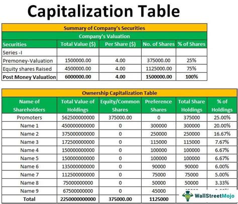 Capitalization Table - What Is It, Examples, How To Create