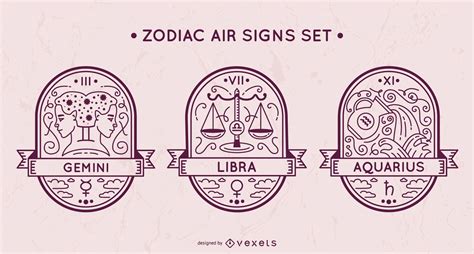 Descarga Vector De Conjunto De Signos De Aire Del Zodiaco