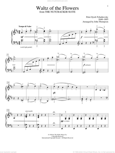 Waltz Of The Flowers (arr. John Thompson) sheet music for piano solo (elementary)