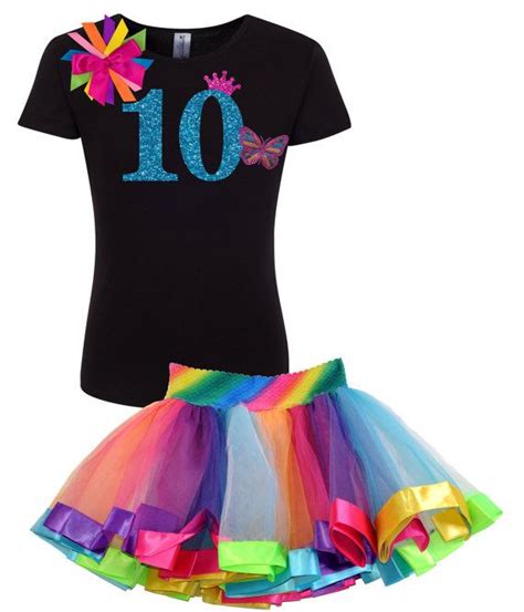 10th Birthday Rainbow Butterfly Shirt and Rainbow Tutu 10 year old ...