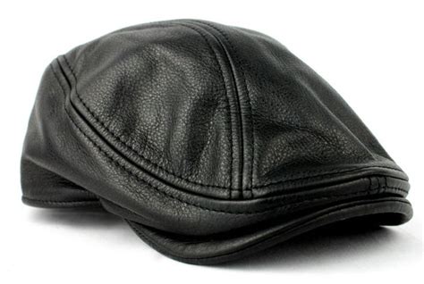 Stetson Mens Black Leather Ivy Hat Newsboy Driver Cap S/M L/XL Gatsby ...