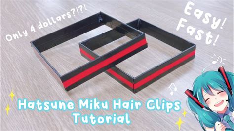 HOW TO MAKE HATSUNE MIKU SQUARE HAIR CLIPS FOR $4!!! | TUTORIAL - YouTube