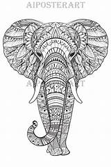 Mandala Style Elephant Coloring Page For Adults  Printable sketch template