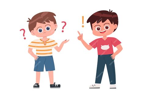 Niño confundido pregunta y responde vector de dibujos animados | Vector Premium