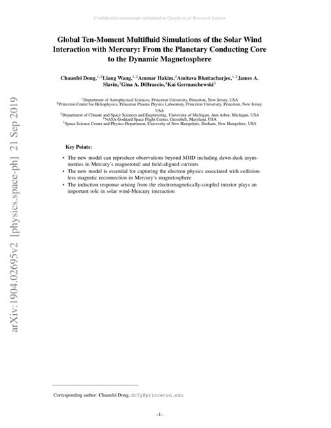 (PDF) Global Ten-Moment Multifluid Simulations of the Solar Wind ...