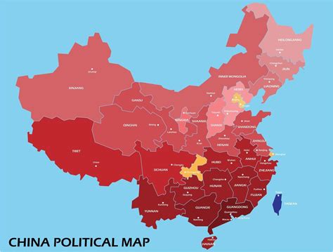 China political map divide by state colorful outline simplicity style ...