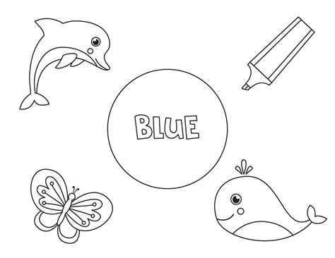 Color all blue objects. Learning basic colors for kids. 2171892 Vector Art at Vecteezy