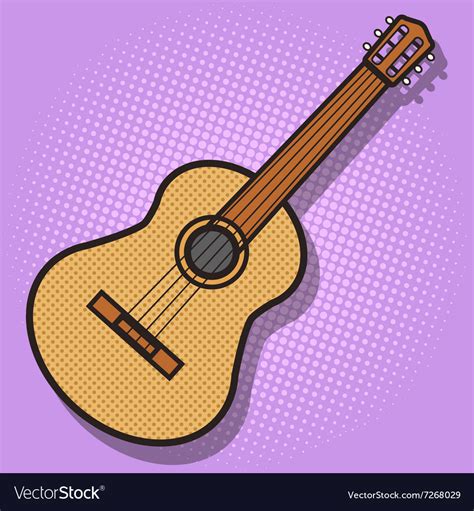 Guitar hand drawn pop art style Royalty Free Vector Image