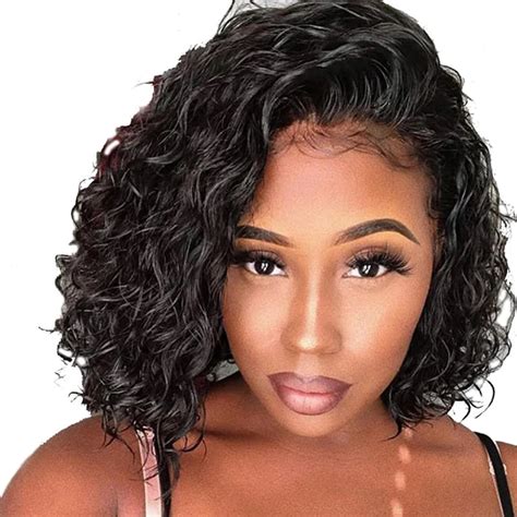 Deep Curly 360 Lace Frontal Wig 180% Full 13X6 Lace Front Human Hair Wigs For Women Short Bob ...