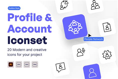 Profile & Account Icon Pack - 20 Line People Icons | SVG, PNG, ICO ...