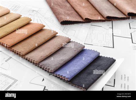 House plans and fabric samples, closeup Stock Photo - Alamy